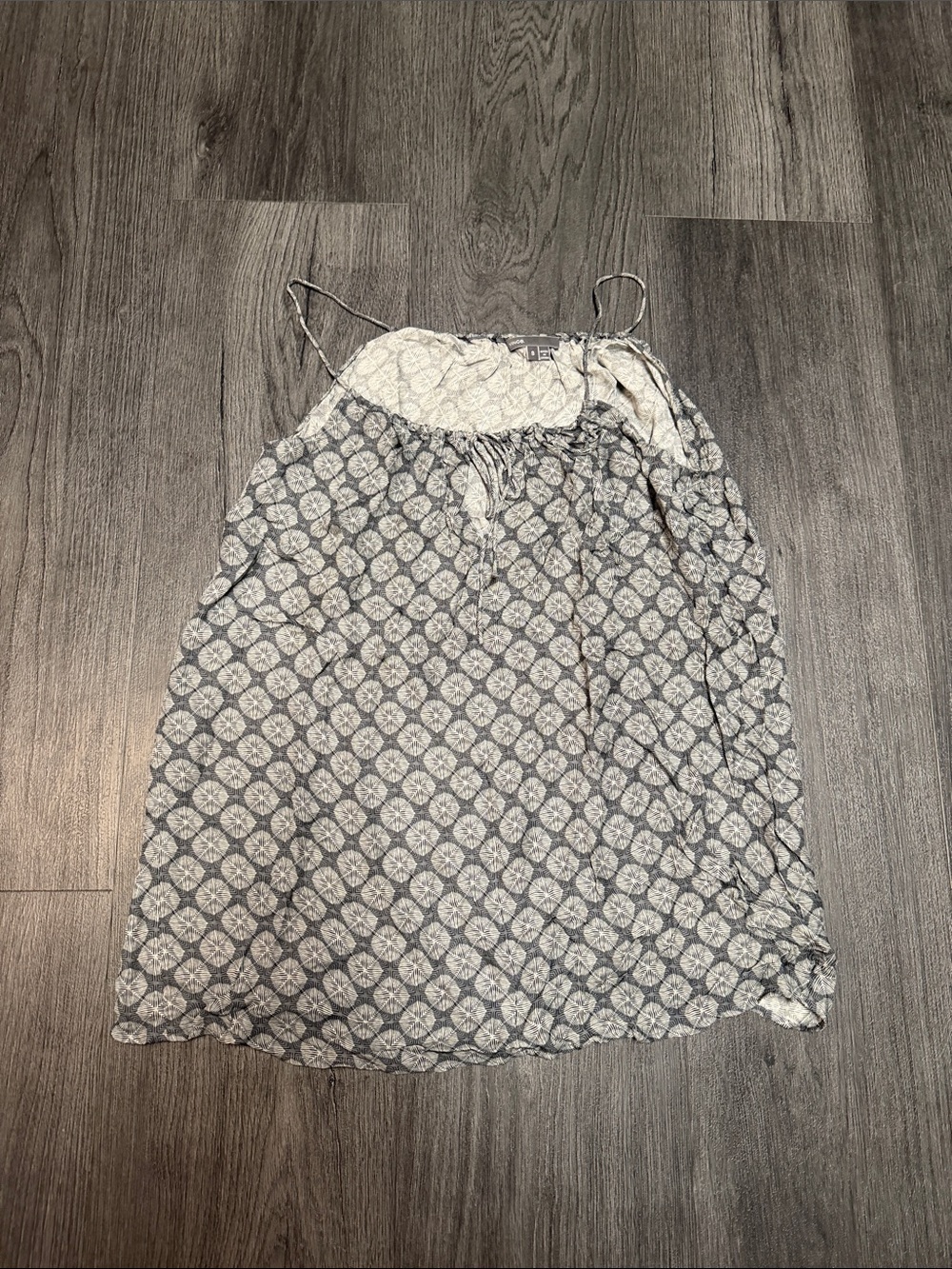 Vince Blue and White Printed Spaghetti-Strap Cami